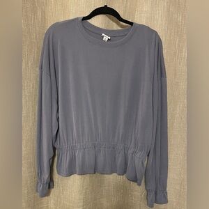 Bluish Gray Long Sleeve Women's peplum  Top